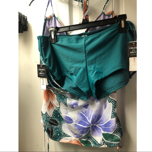 NWT 2 Piece Swim Suit Tropical Floral Shorts - Picture 3 of 3